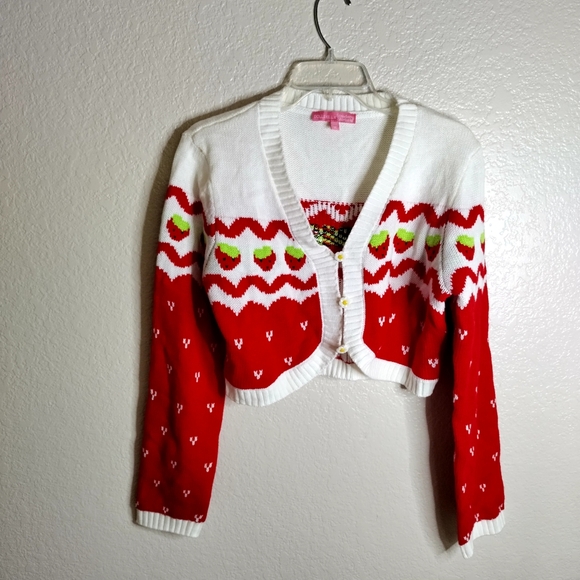 Dolls Kill X Strawberry Shortcake Berry Charms Intarsia Sweater Sz M - Picture 1 of 8